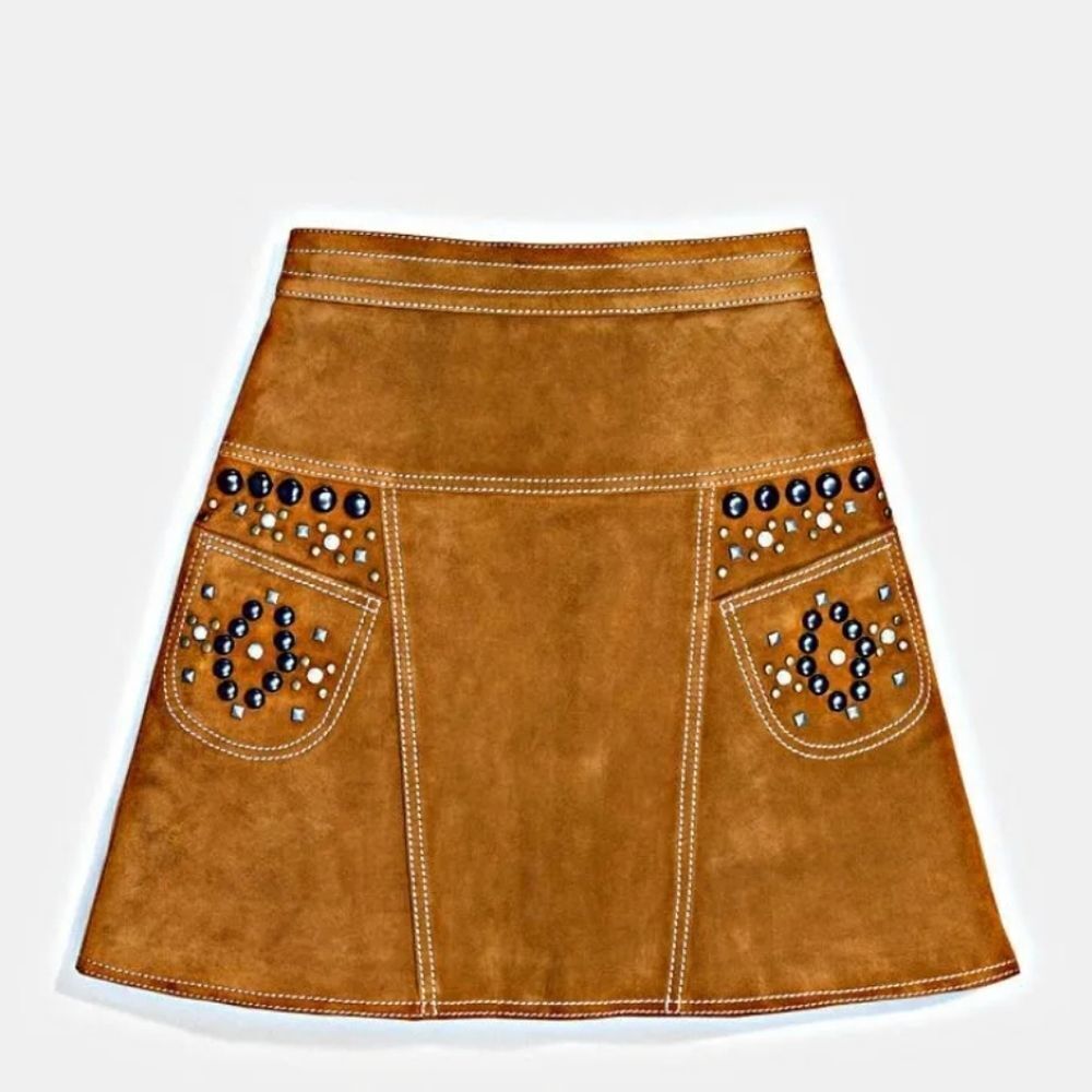 Coach 1941 Lamb Suede Studded Runway Collection A-Line Skirt Women's Size 4